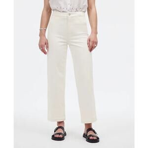 Madewell The Emmett Wide-Leg Crop Jean Women's 25P Petite Off White Welt Pocket